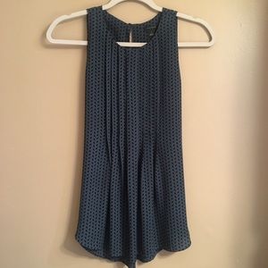 Ann Taylor turquoise & navy flowy sleeveless top